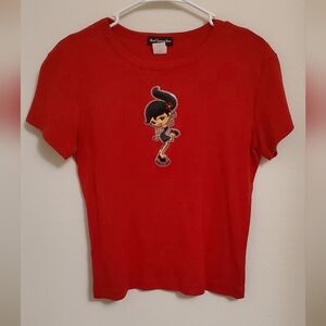 Vintage Y2K Next Generation Party Chic Graphic Tee Size L 90s Baby Tee Glitter